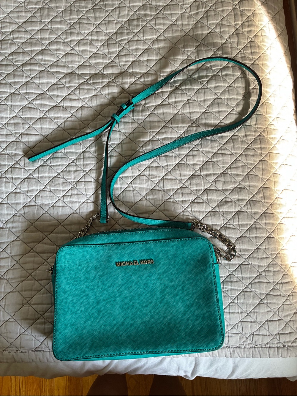 Michael Kors Turquoise teal Saffiano Crossbody Bag